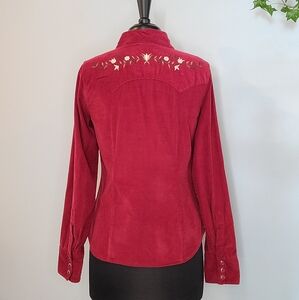 Vintage early 00s Arizona corduroy western style shirt with embroidered detail